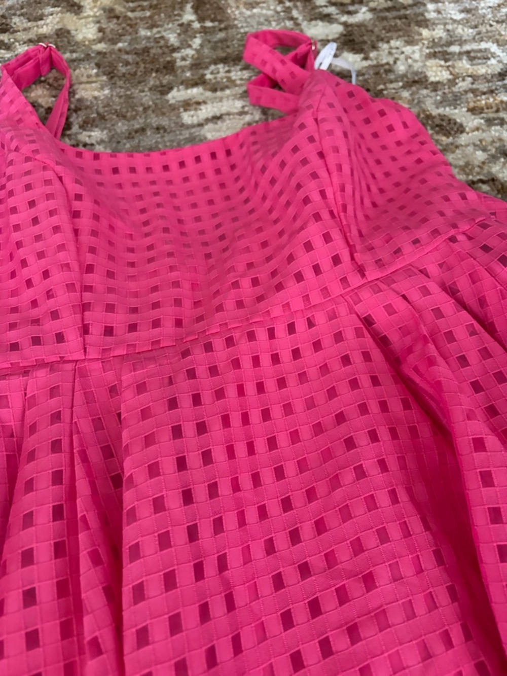Definitely Stunning Hot Pink Gingham Burnout Midi Dress Size XS - Picture 6 of 10
